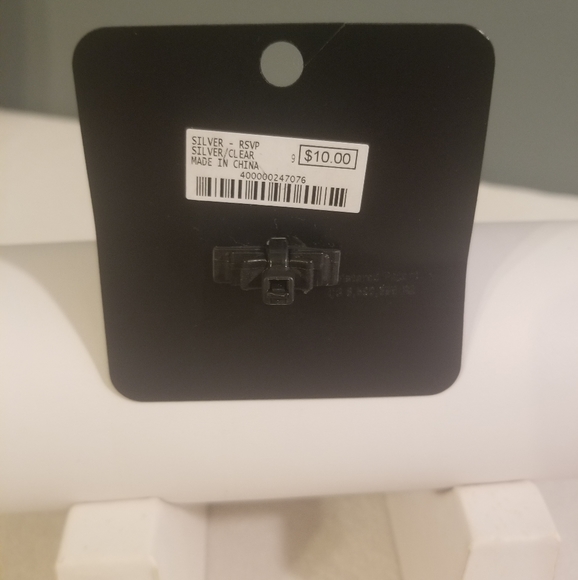 Charming Charlie Silver Tone Flower Statement Ring, Rhinestones - Picture 8 of 8